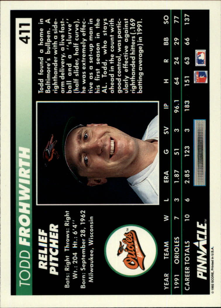 thumbnail 321  - 1992 Pinnacle Baseball Card Pick 251-500