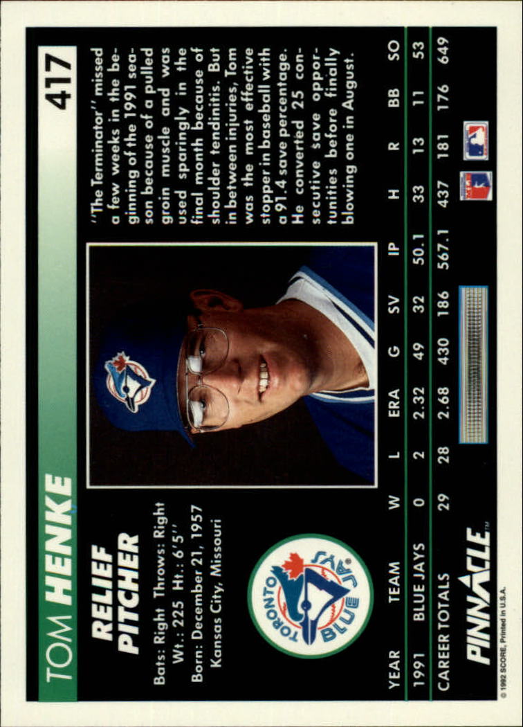 thumbnail 333  - 1992 Pinnacle Baseball Card Pick 251-500