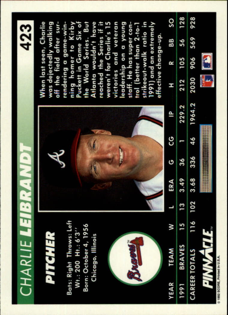 thumbnail 345  - 1992 Pinnacle Baseball Card Pick 251-500