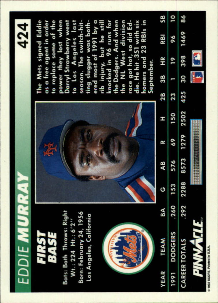 thumbnail 347  - 1992 Pinnacle Baseball Card Pick 251-500