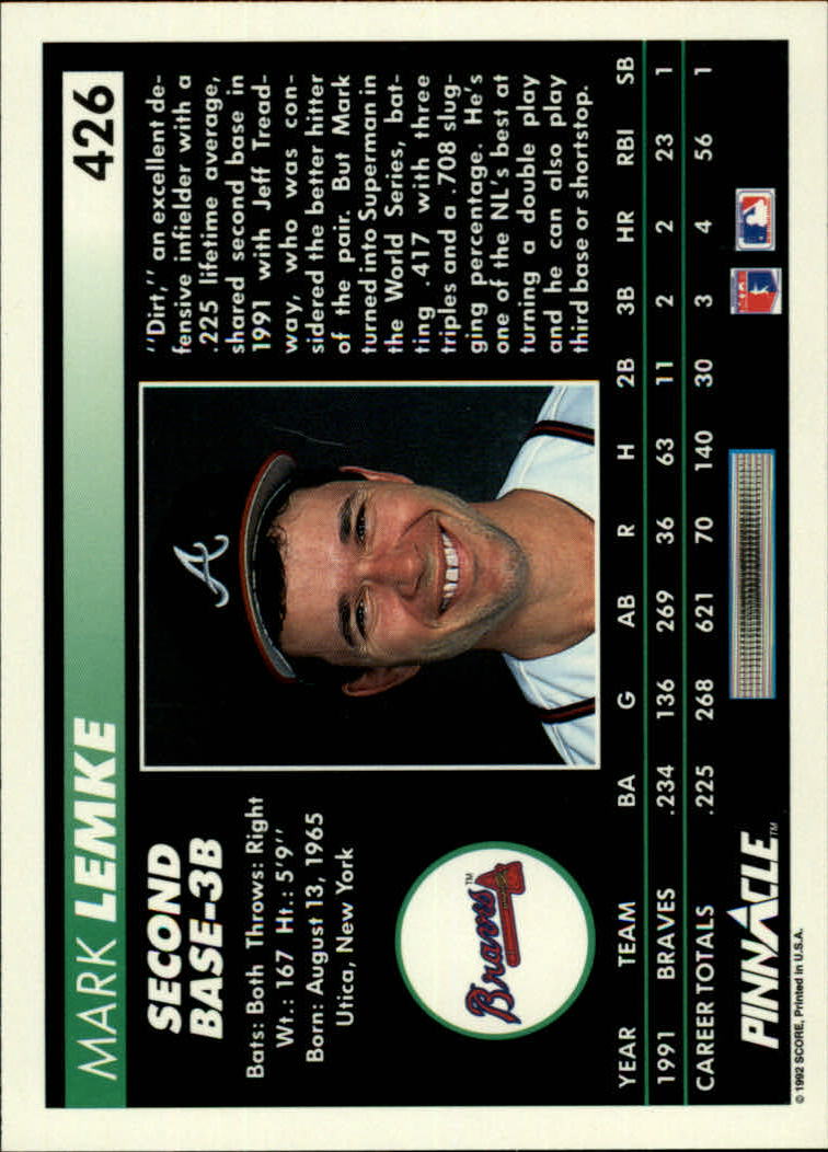 thumbnail 351  - 1992 Pinnacle Baseball Card Pick 251-500