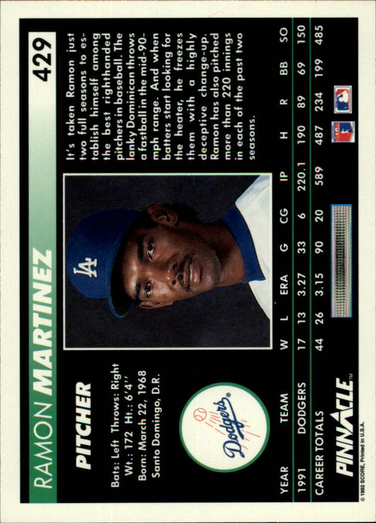 thumbnail 357  - 1992 Pinnacle Baseball Card Pick 251-500