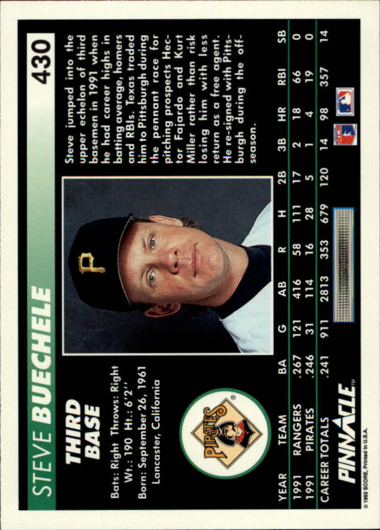 thumbnail 353  - A5747- 1992 Pinnacle Baseball #s 251-500 +Rookies -You Pick- 10+ FREE US SHIP