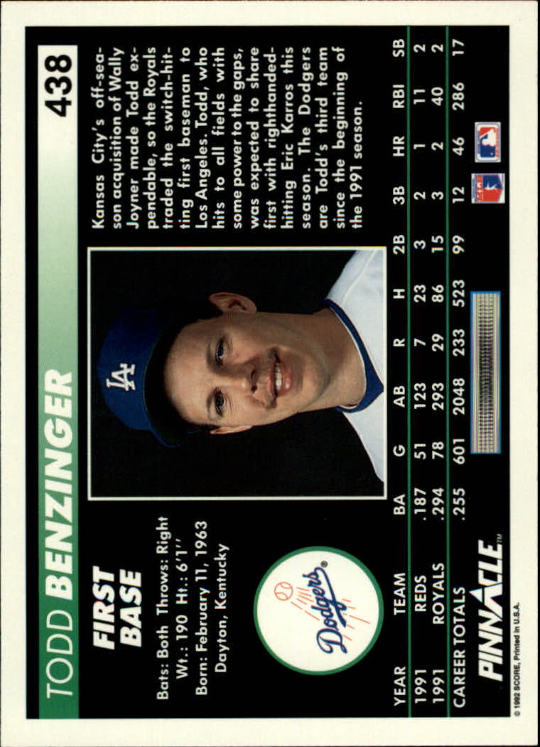 thumbnail 375  - 1992 Pinnacle Baseball Card Pick 251-500