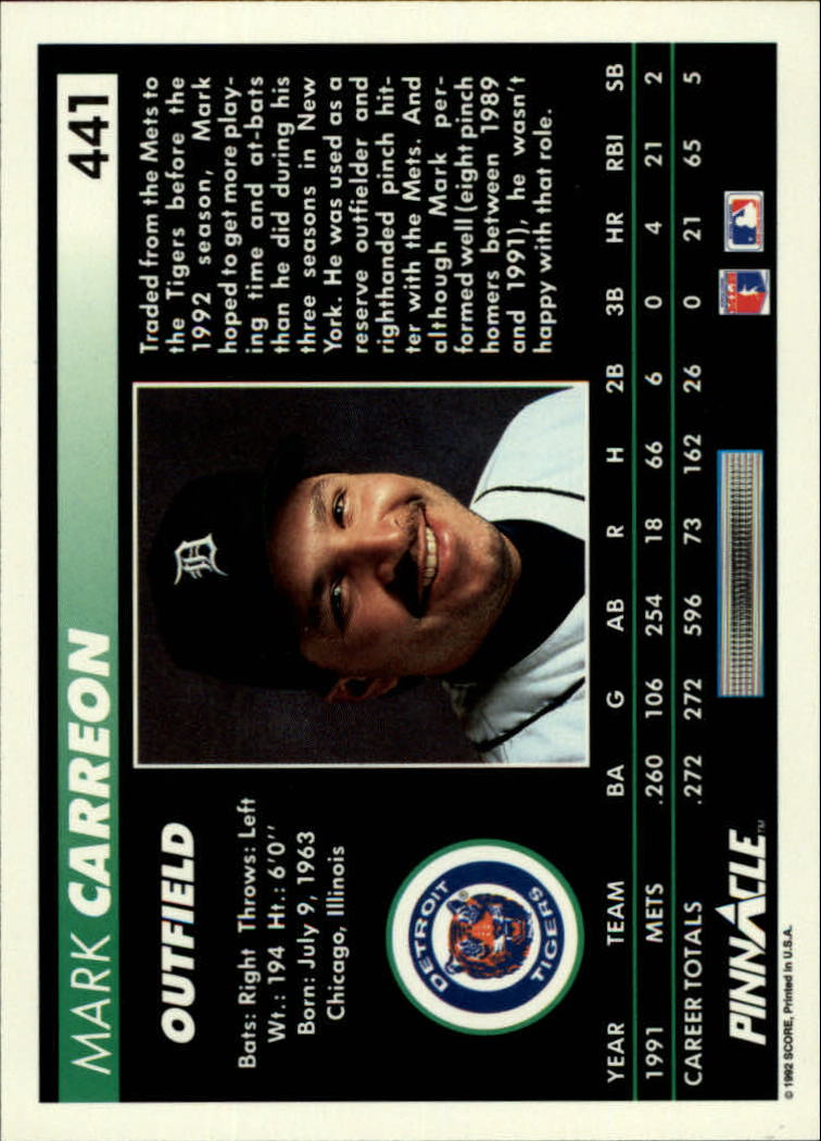 thumbnail 381  - 1992 Pinnacle Baseball Card Pick 251-500