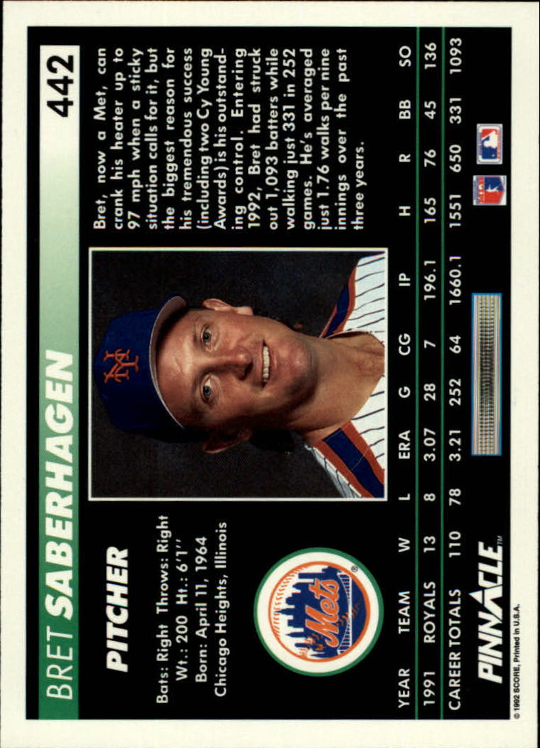 thumbnail 383  - 1992 Pinnacle Baseball Card Pick 251-500