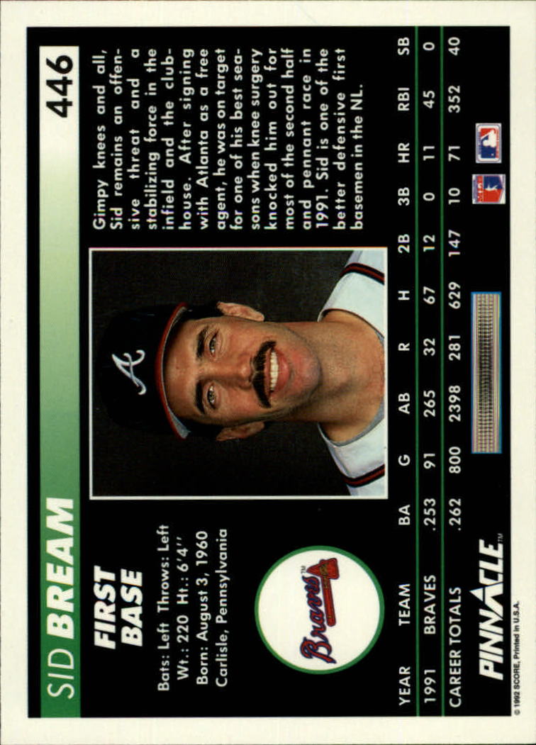 thumbnail 385  - A5747- 1992 Pinnacle Baseball #s 251-500 +Rookies -You Pick- 10+ FREE US SHIP