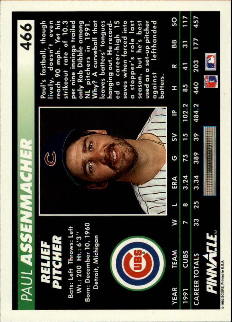 thumbnail 431  - 1992 Pinnacle Baseball Card Pick 251-500