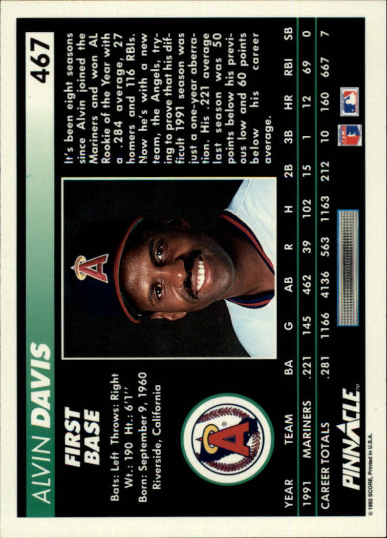 thumbnail 433  - 1992 Pinnacle Baseball Card Pick 251-500