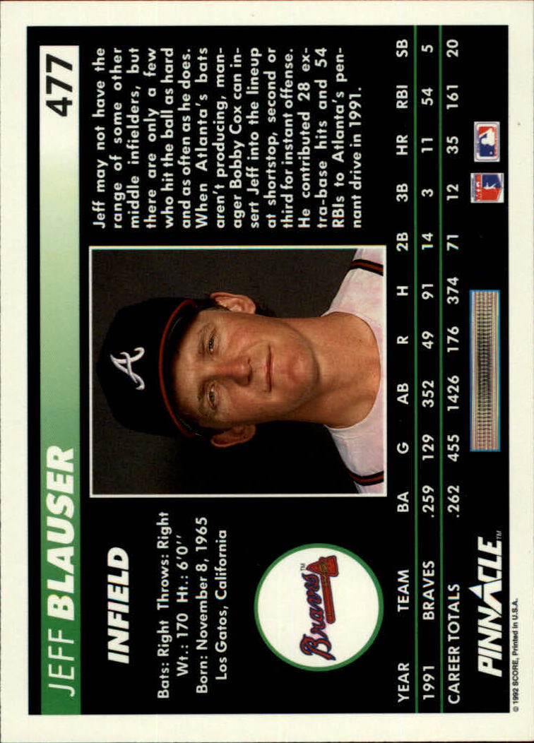 thumbnail 453  - 1992 Pinnacle Baseball Card Pick 251-500