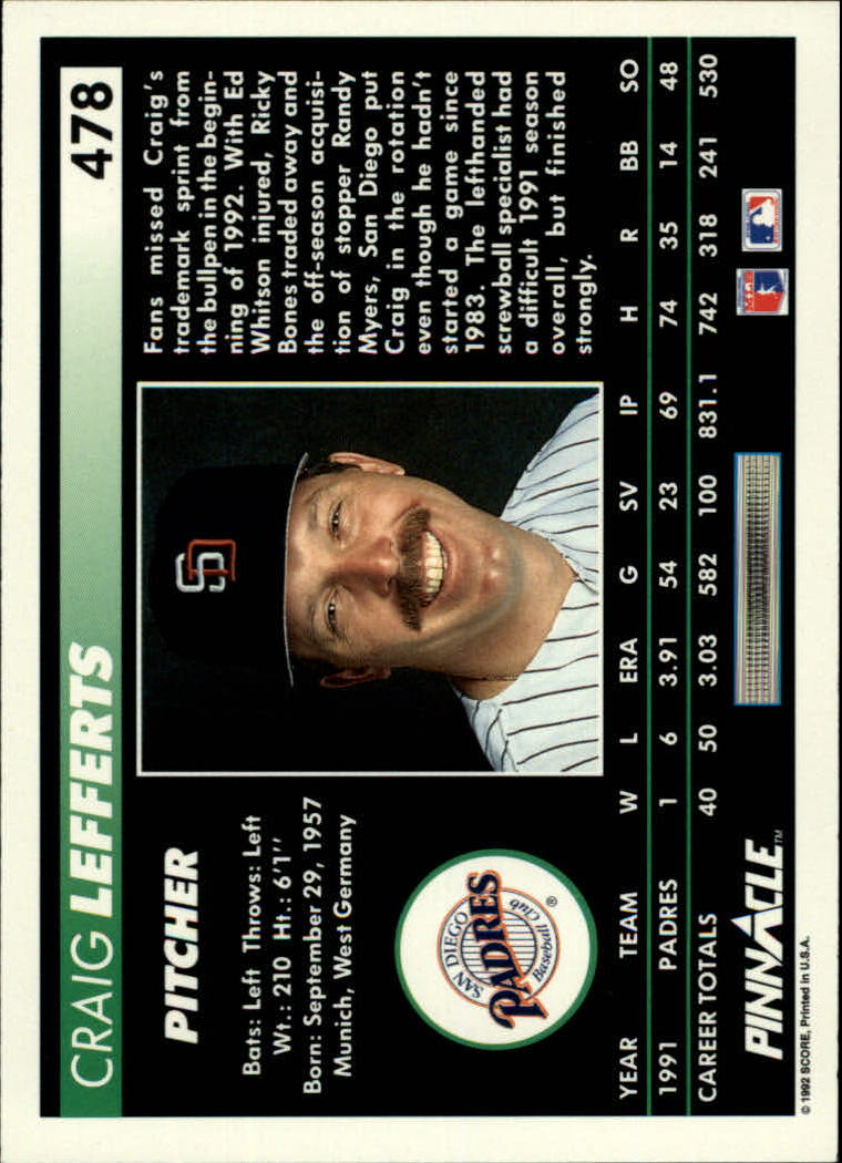 thumbnail 455  - 1992 Pinnacle Baseball Card Pick 251-500