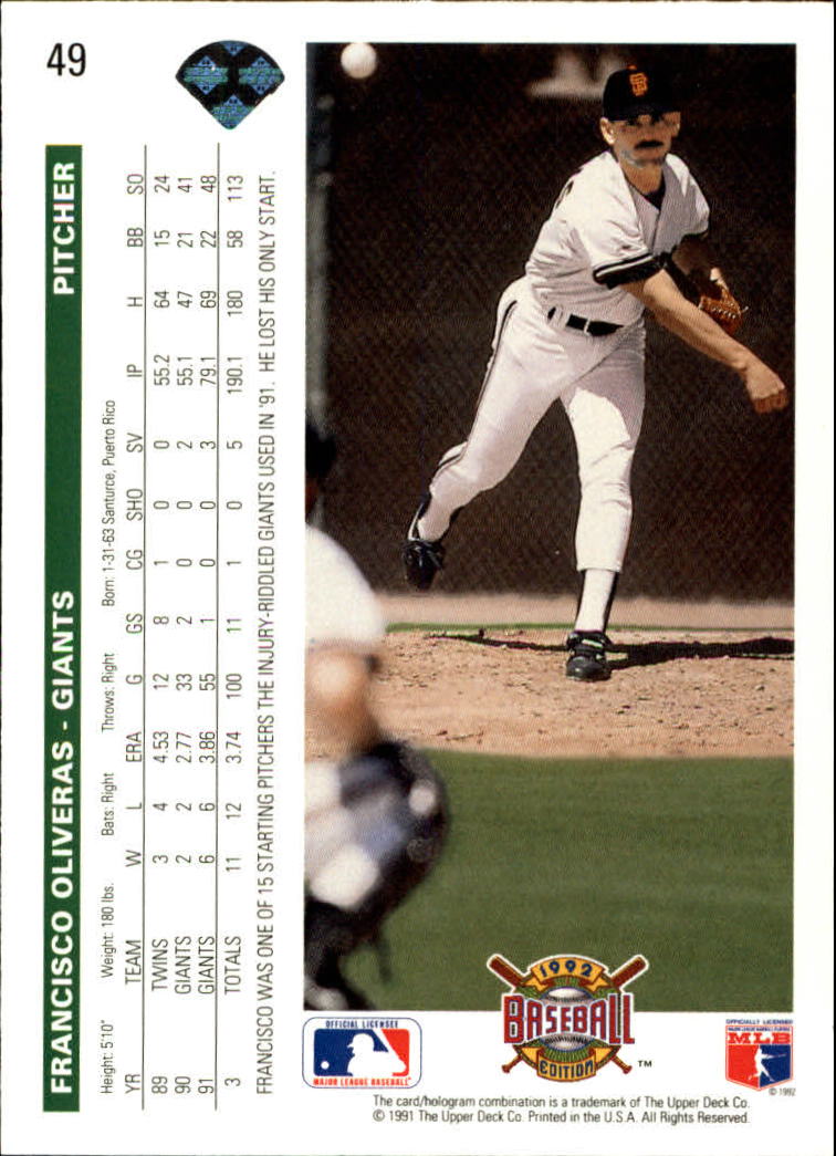 1992 Upper Deck Baseball Card Pick 1-250 - Picture 99 of 499
