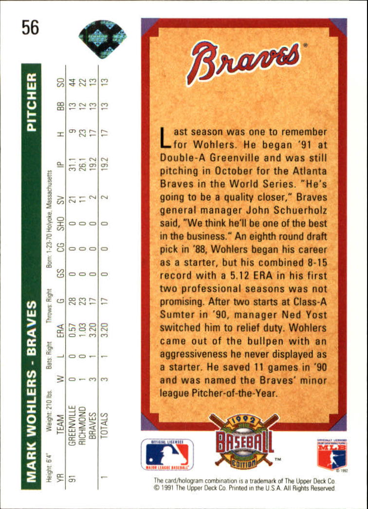 1992 Upper Deck Baseball Card Pick 1-250 - Picture 113 of 499