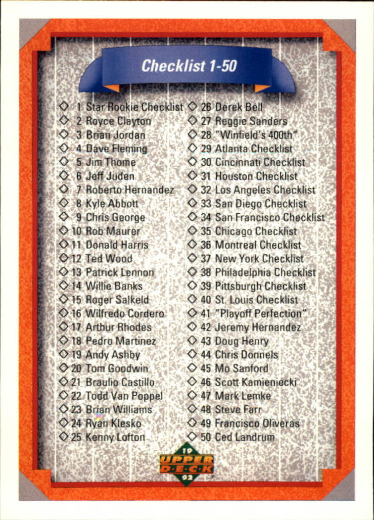 1992 Upper Deck Baseball Card Pick 1-250 - Picture 200 of 499
