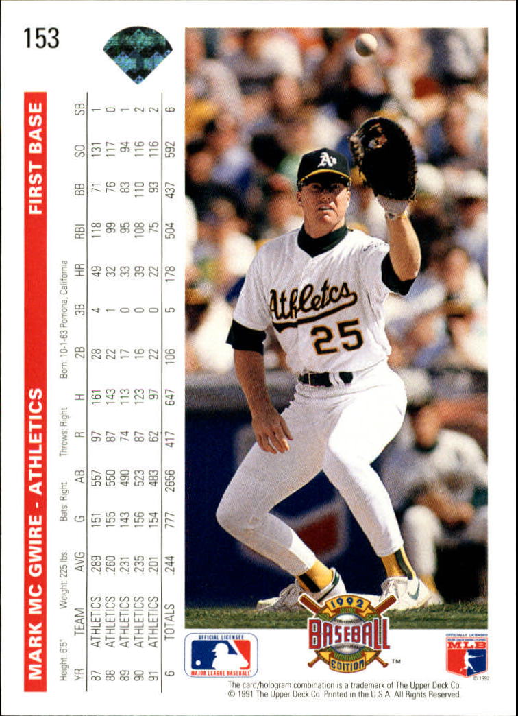 1992 Upper Deck Baseball Card Pick 1-250 - Picture 307 of 499