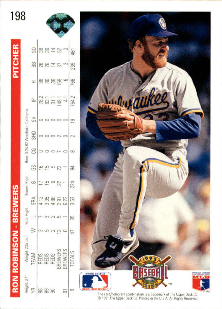 1992 Upper Deck Baseball Card Pick 1-250 - Picture 397 of 499