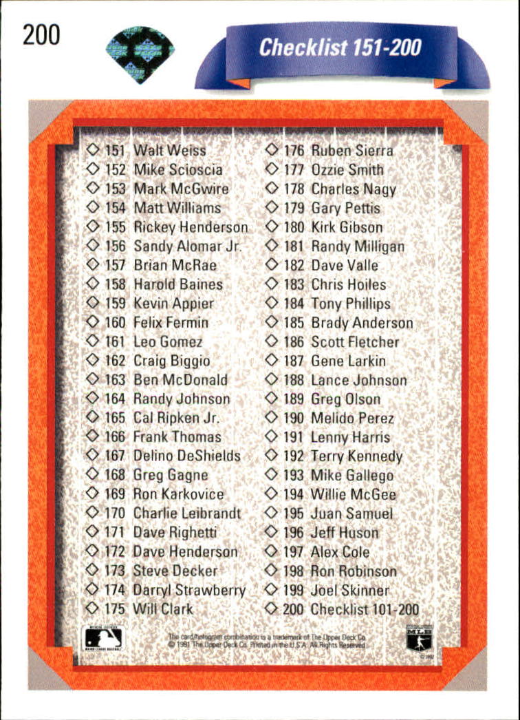 1992 Upper Deck Baseball Card Pick 1-250 - Picture 401 of 499