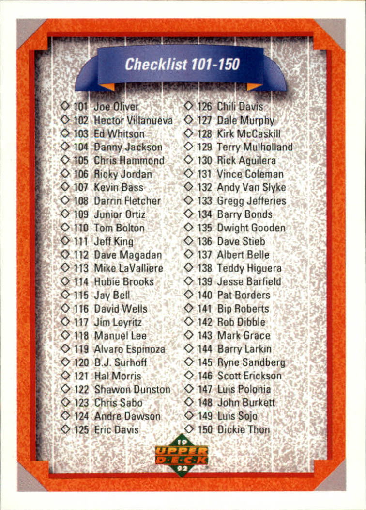 1992 Upper Deck Baseball Card Pick 1-250 - Picture 400 of 499