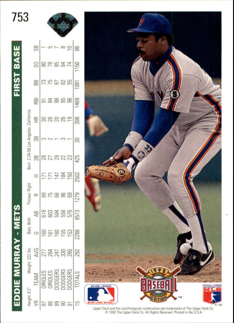 - You Pick 10+ FREE SHIP 1992 Upper Deck BB #s 751-800 +RCs +Inserts A2222 