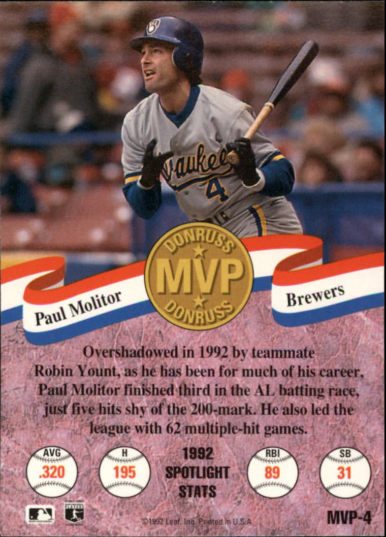 1993 Donruss Baseball "MVPs" Insert Cards - Picture 5 of 41