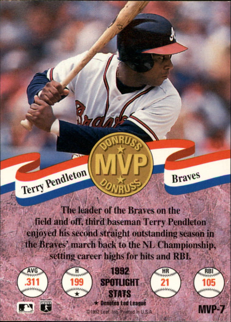 1993 Donruss Baseball "MVPs" Insert Cards - Picture 9 of 41