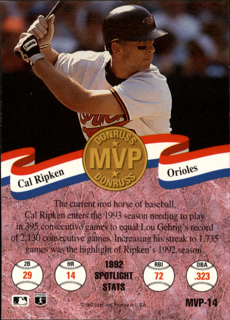 1993 Donruss Baseball "MVPs" Insert Cards - Picture 17 of 41
