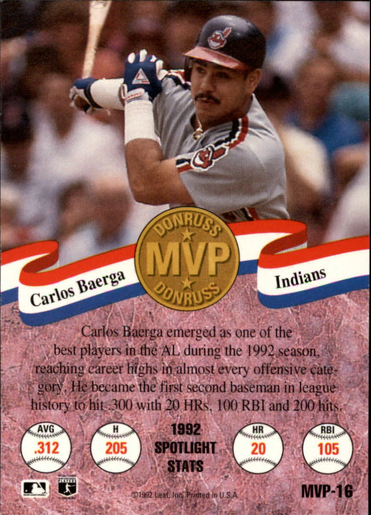 1993 Donruss Baseball "MVPs" Insert Cards - Picture 21 of 41
