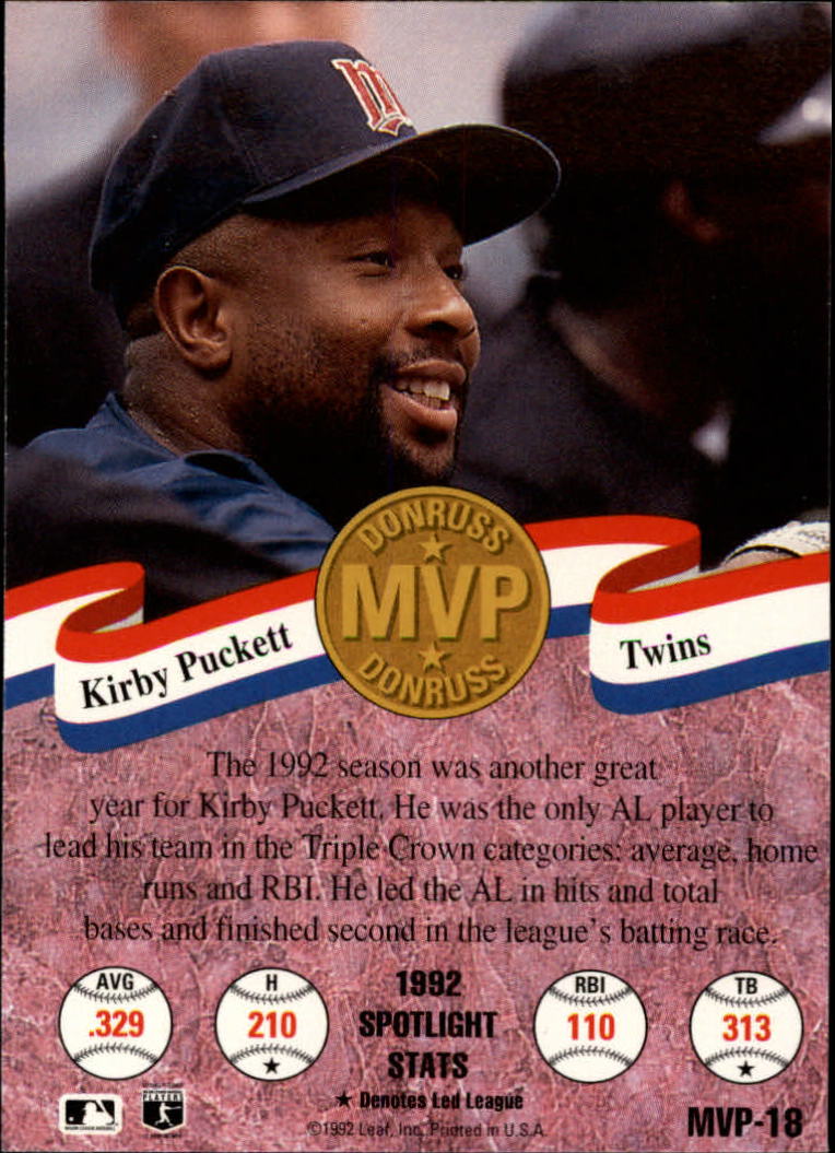 1993 Donruss Baseball "MVPs" Insert Cards - Picture 25 of 41