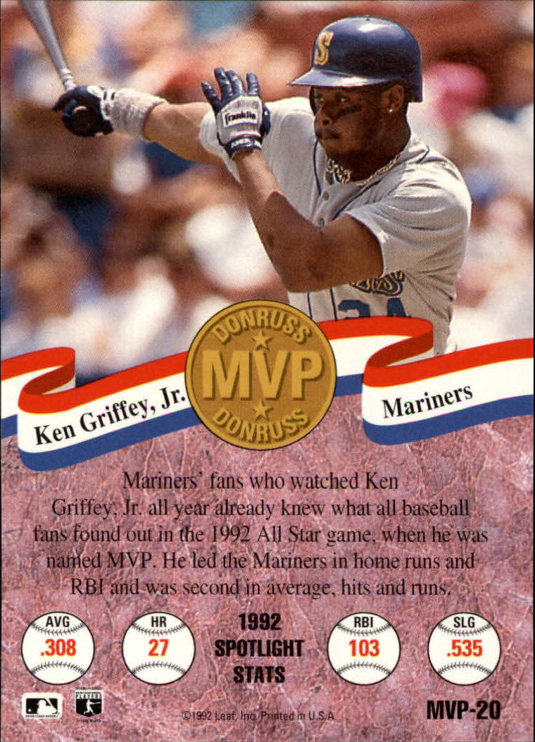 1993 Donruss Baseball "MVPs" Insert Cards - Picture 29 of 41