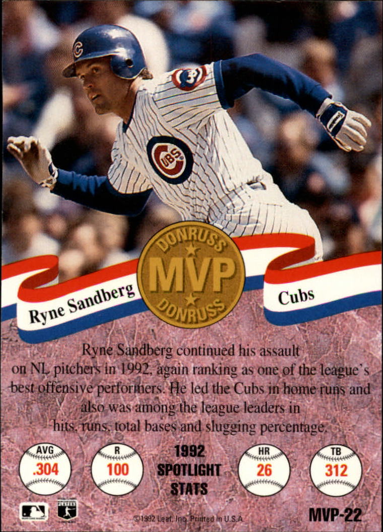 1993 Donruss Baseball "MVPs" Insert Cards - Picture 33 of 41