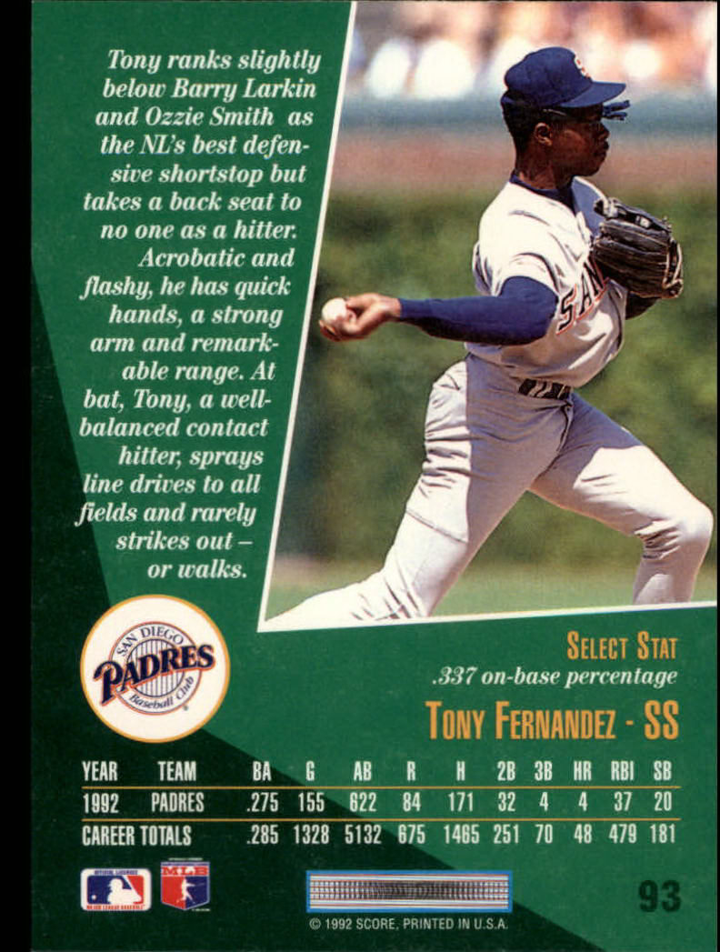 thumbnail 183  - A1080- 1993 Select Baseball Cards 1-250 +Rookies -You Pick- 10+ FREE US SHIP