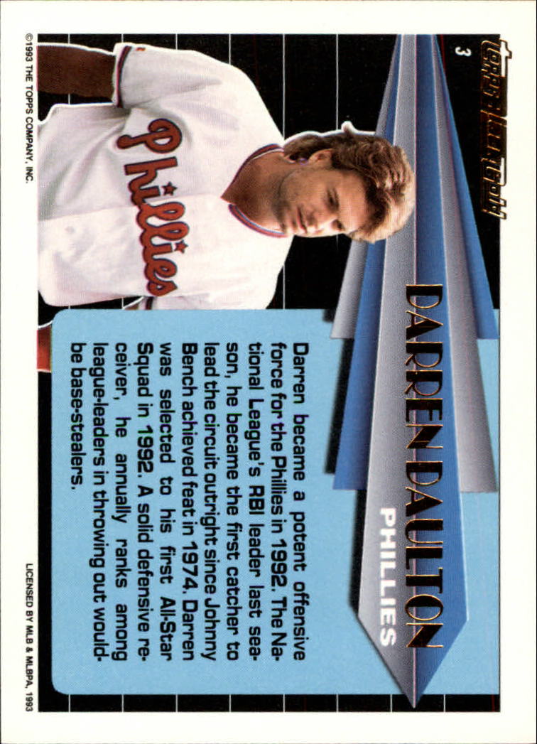 1993 SCORE Select Baseball Card NL RBI Leader Darren Daulton #34 (NM) Free  Rtns