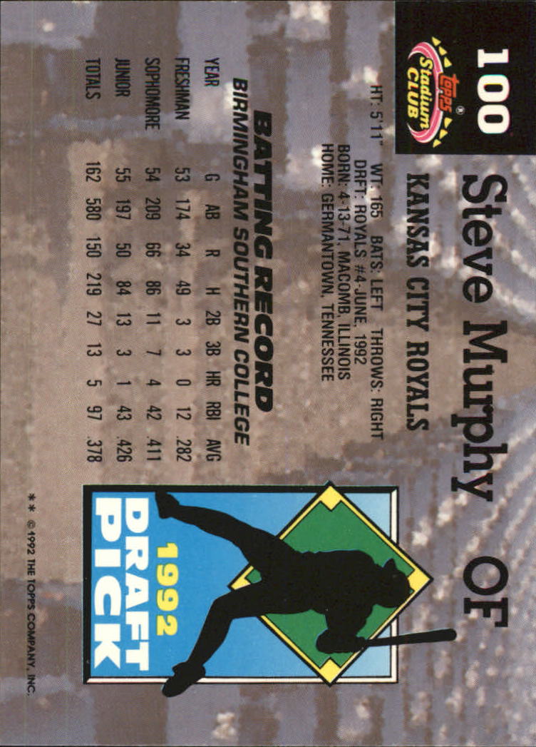 1993 Stadium Club Murphy Baseball - Picture 132 of 272