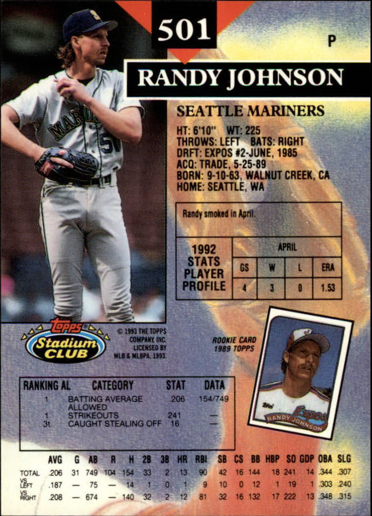 1993 Stadium Club Baseball Part 3 Main Set Card #500-750