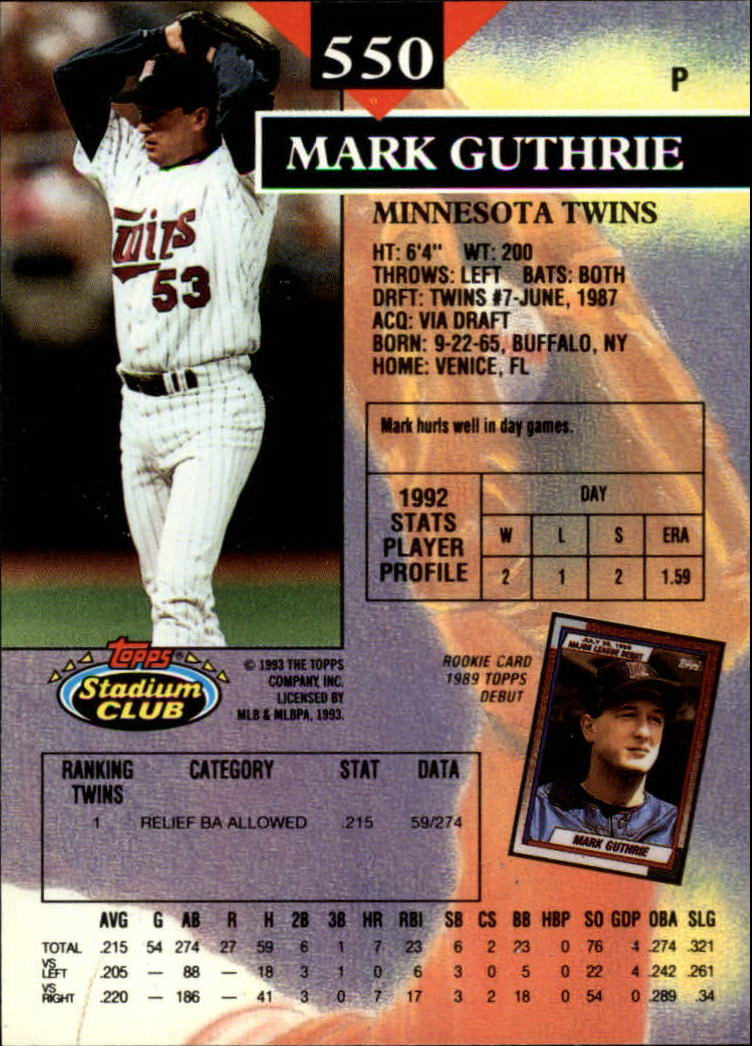 1993 Stadium Club Baseball Part 3 Main Set Card #500-750