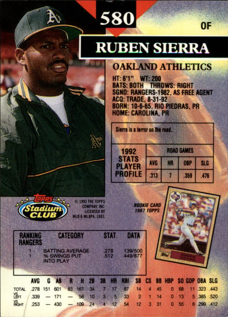 1993 Stadium Club Baseball Part 3 Main Set Card #500-750