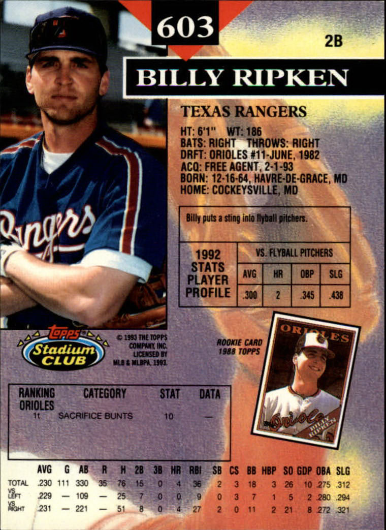 1993 Stadium Club Baseball Part 3 Main Set Card #500-750 - Picture 203 of 497