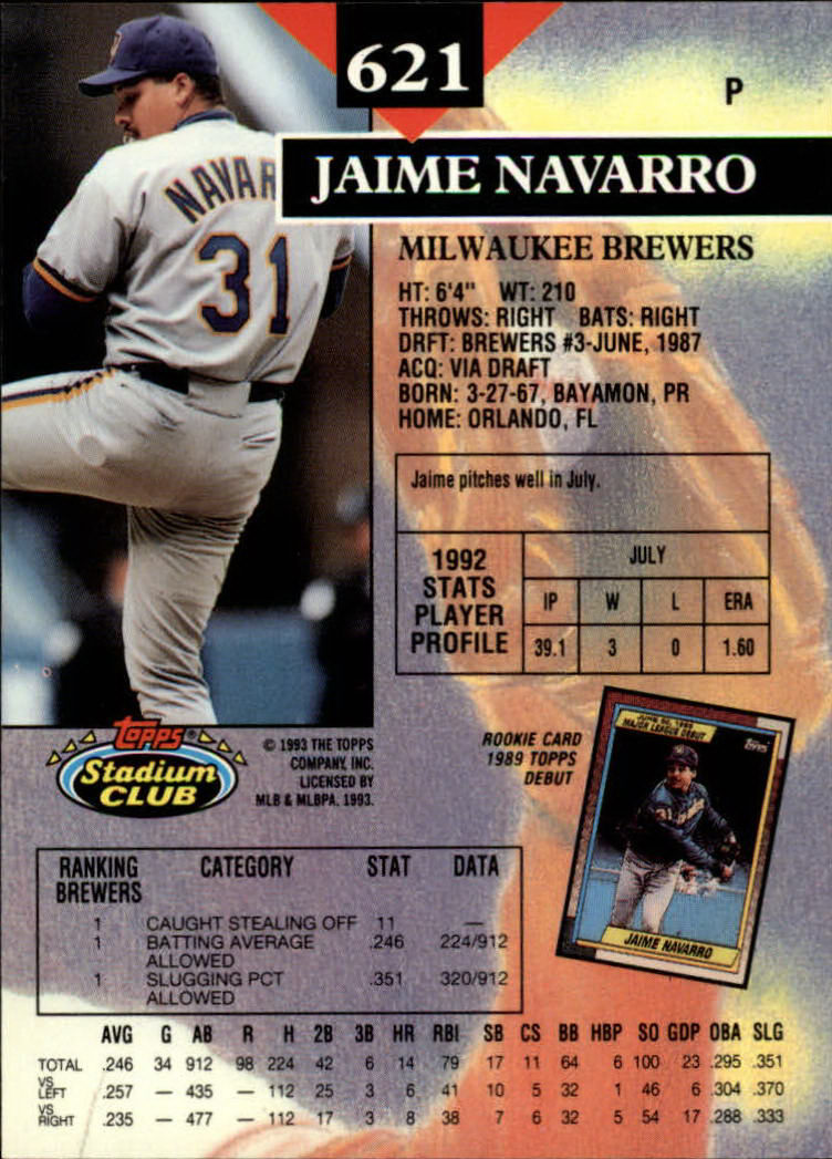 1993 Stadium Club Baseball Part 3 Main Set Card #500-750 - Picture 239 of 497