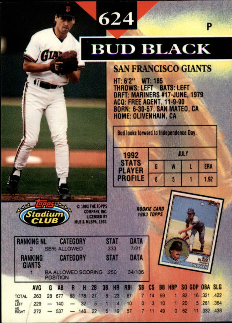 1993 Stadium Club Baseball Part 3 Main Set Card #500-750 - Picture 245 of 497
