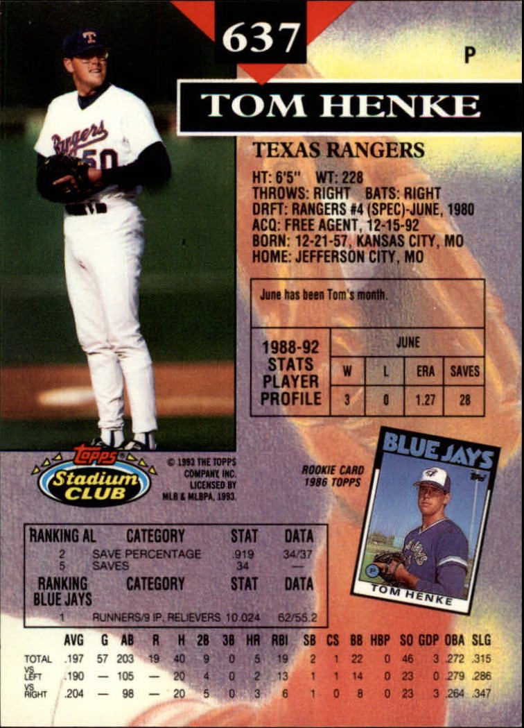 1993 Stadium Club Baseball Part 3 Main Set Card #500-750 - Picture 271 of 497
