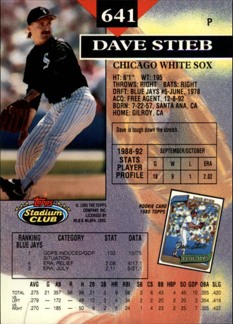 1993 Stadium Club Baseball Part 3 Main Set Card #500-750 - Picture 279 of 497