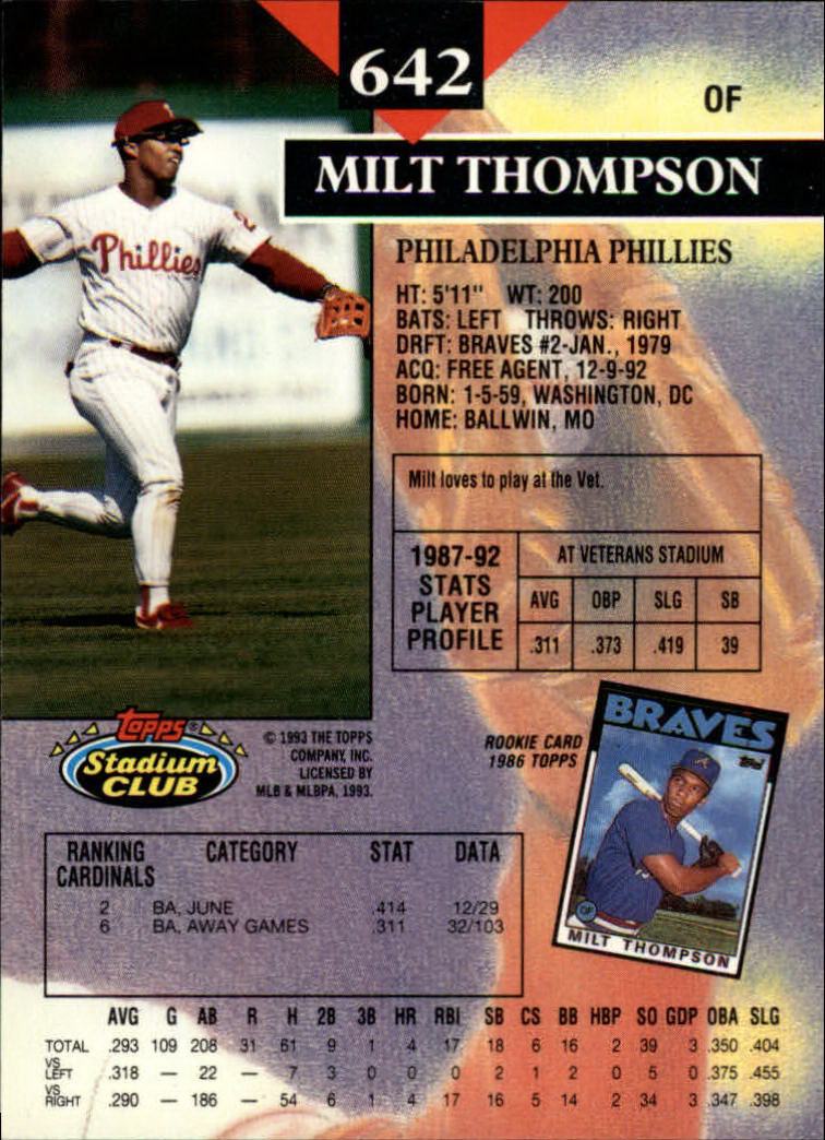 1993 Stadium Club Baseball Part 3 Main Set Card #500-750 - Picture 281 of 497