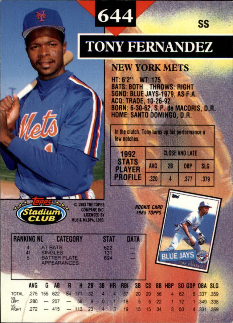 1993 Stadium Club Baseball Part 3 Main Set Card #500-750 - Picture 285 of 497