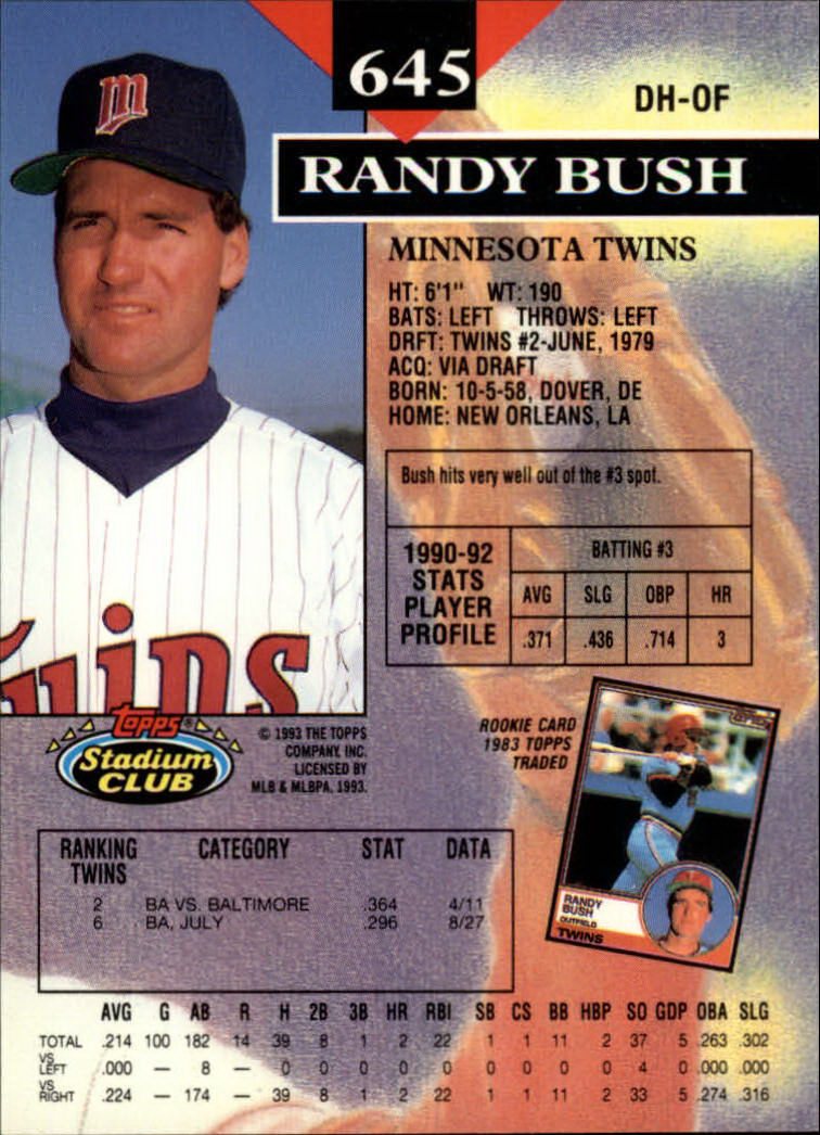 1993 Stadium Club Baseball Part 3 Main Set Card #500-750 - Picture 287 of 497