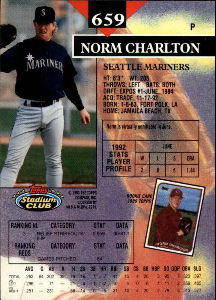 1993 Stadium Club Baseball Part 3 Main Set Card #500-750 - Picture 315 of 497