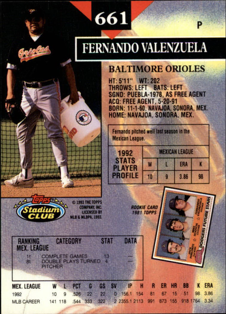 1993 Stadium Club Baseball Part 3 Main Set Card #500-750 - Picture 319 of 497
