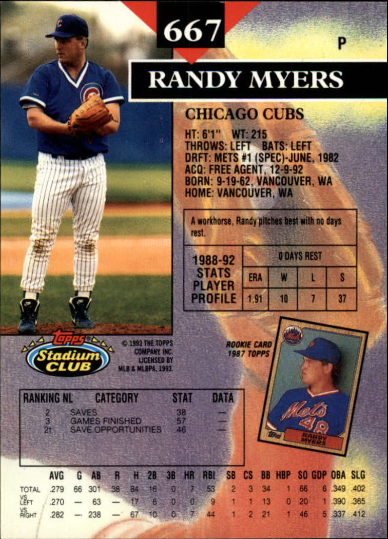 1993 Stadium Club Baseball Part 3 Main Set Card #500-750 - Picture 331 of 497