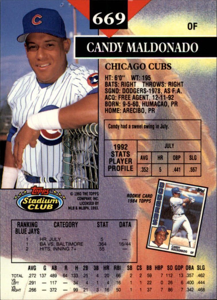 1993 Stadium Club Baseball Part 3 Main Set Card #500-750 - Picture 335 of 497