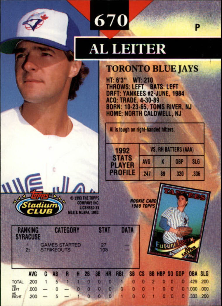 1993 Stadium Club Baseball Part 3 Main Set Card #500-750 - Picture 337 of 497