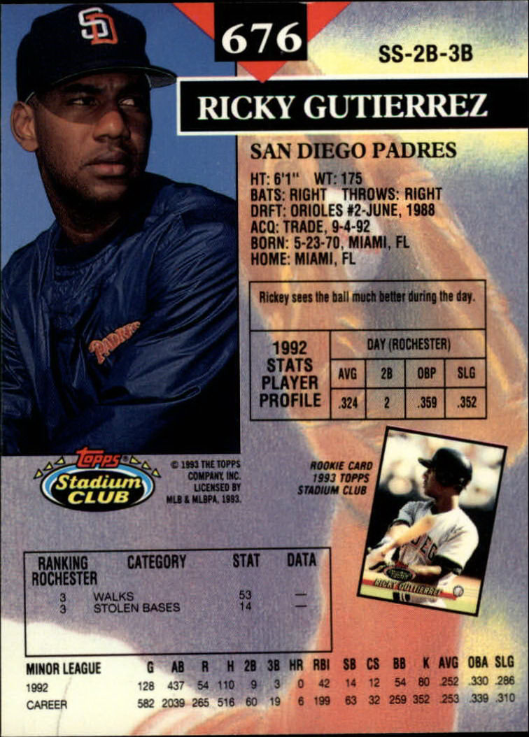 1993 Stadium Club Baseball Part 3 Main Set Card #500-750 - Picture 349 of 497